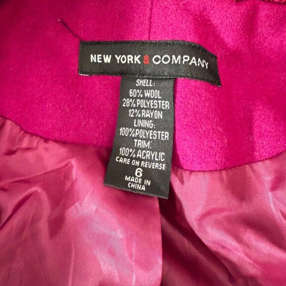 New York & Company Womens Fuchsia Wool Blend Jacket Size S - Picture 5 of 10